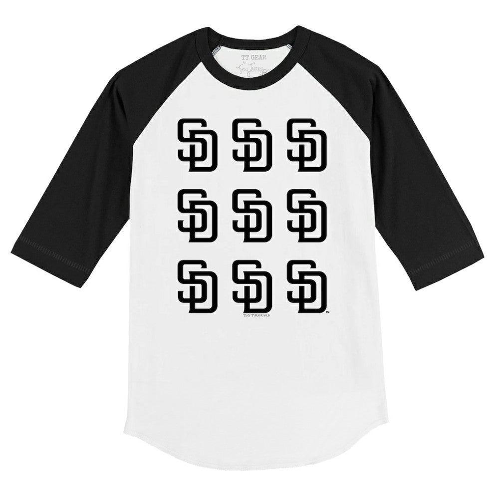 San Diego Padres Tiny Turnip Youth Logo Grid Raglan 3/4-Sleeve T-Shirt - White/Black T-shirts