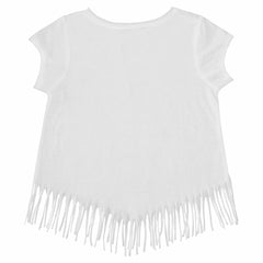Los Angeles Dodgers Tiny Turnip Girls Youth Logo Grid Fringe T-Shirt - White T-shirts
