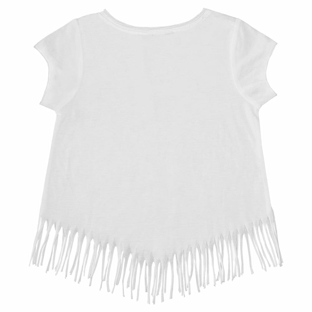Seattle Mariners Tiny Turnip Girls Youth Logo Grid Fringe T-Shirt - White T-shirts