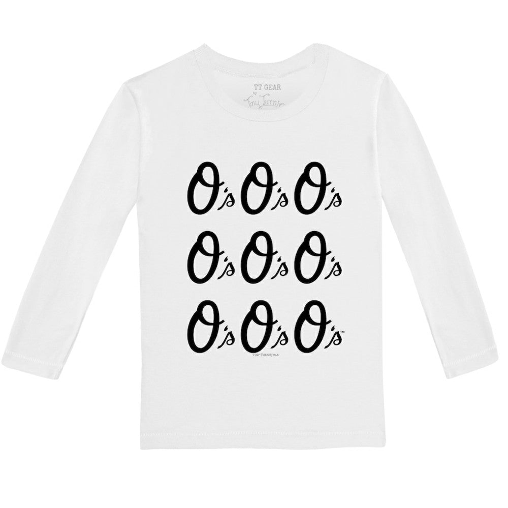 Baltimore Orioles Tiny Turnip Youth Logo Grid Long Sleeve T-Shirt - White T-shirts