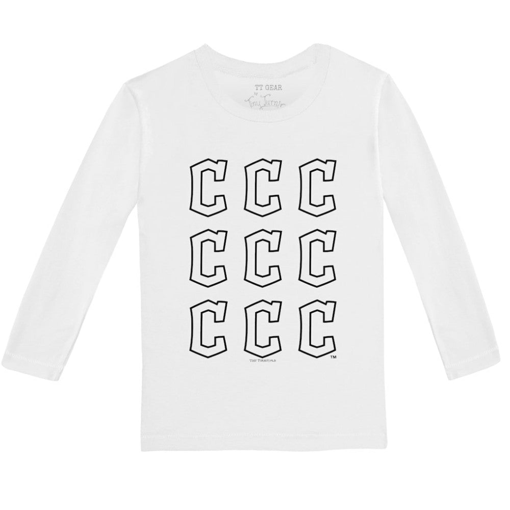 Cleveland Guardians Tiny Turnip Youth Logo Grid Long Sleeve T-Shirt - White T-shirts