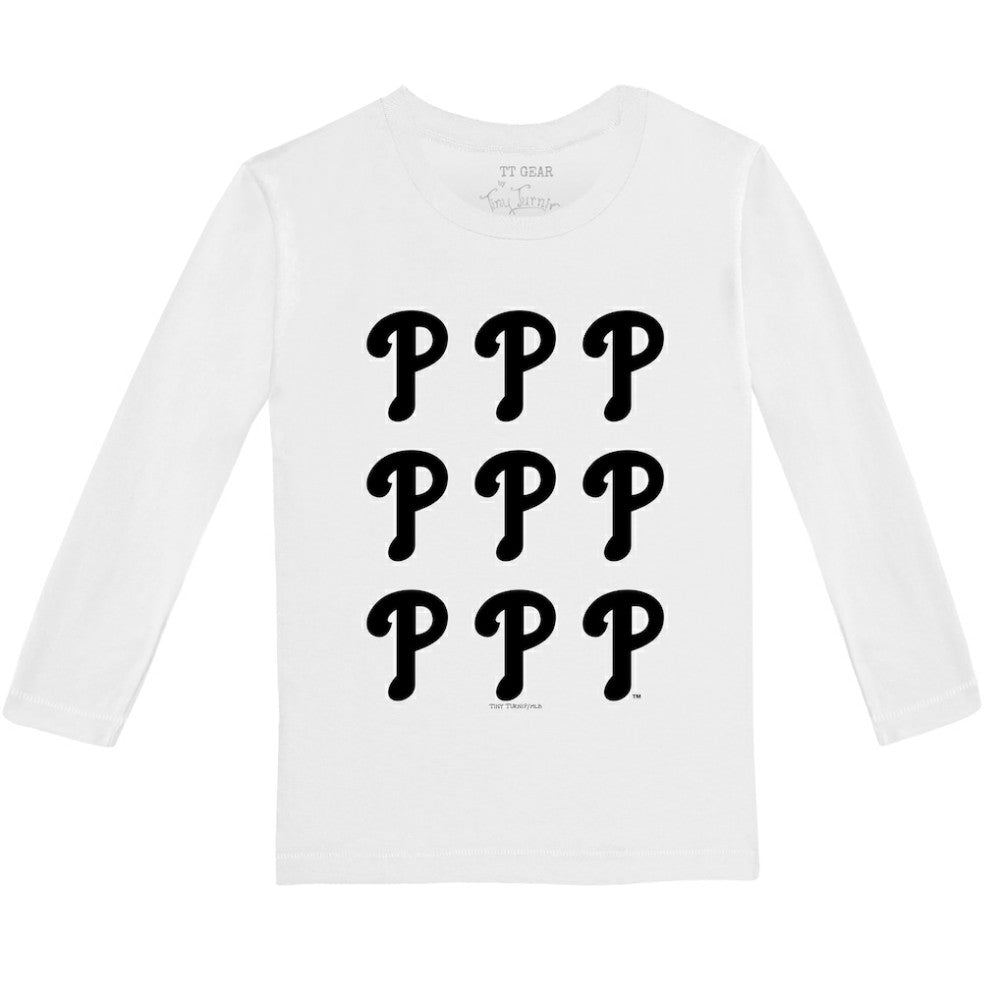 Philadelphia Phillies Tiny Turnip Youth Logo Grid Long Sleeve T-Shirt - White T-shirts