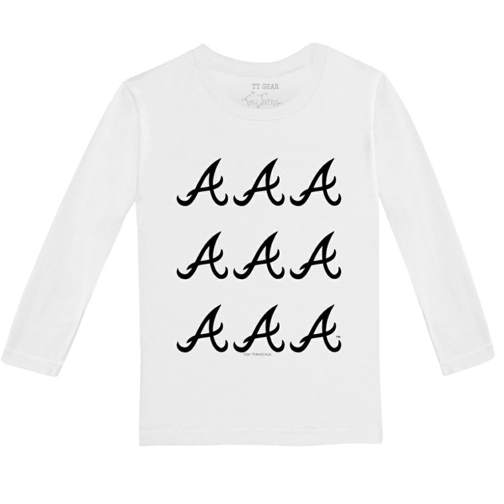 Atlanta Braves Tiny Turnip Youth Logo Grid Long Sleeve T-Shirt - White T-shirts