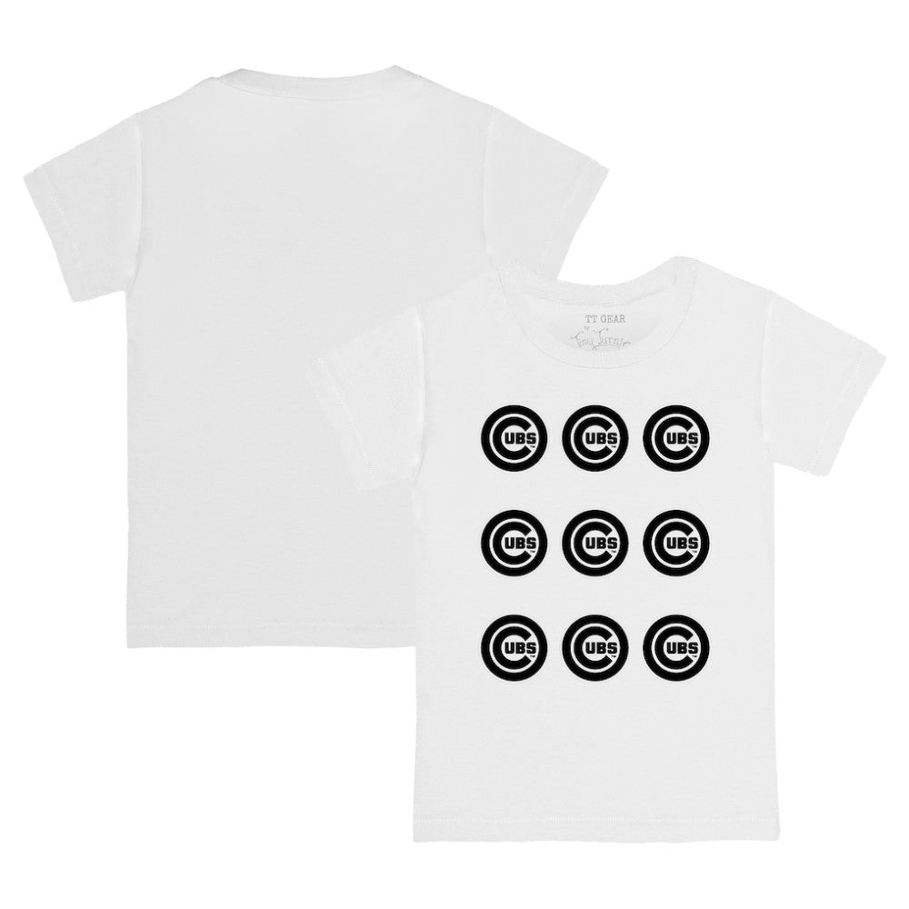 Chicago Cubs Tiny Turnip Youth Logo Grid T-Shirt - White T-shirts