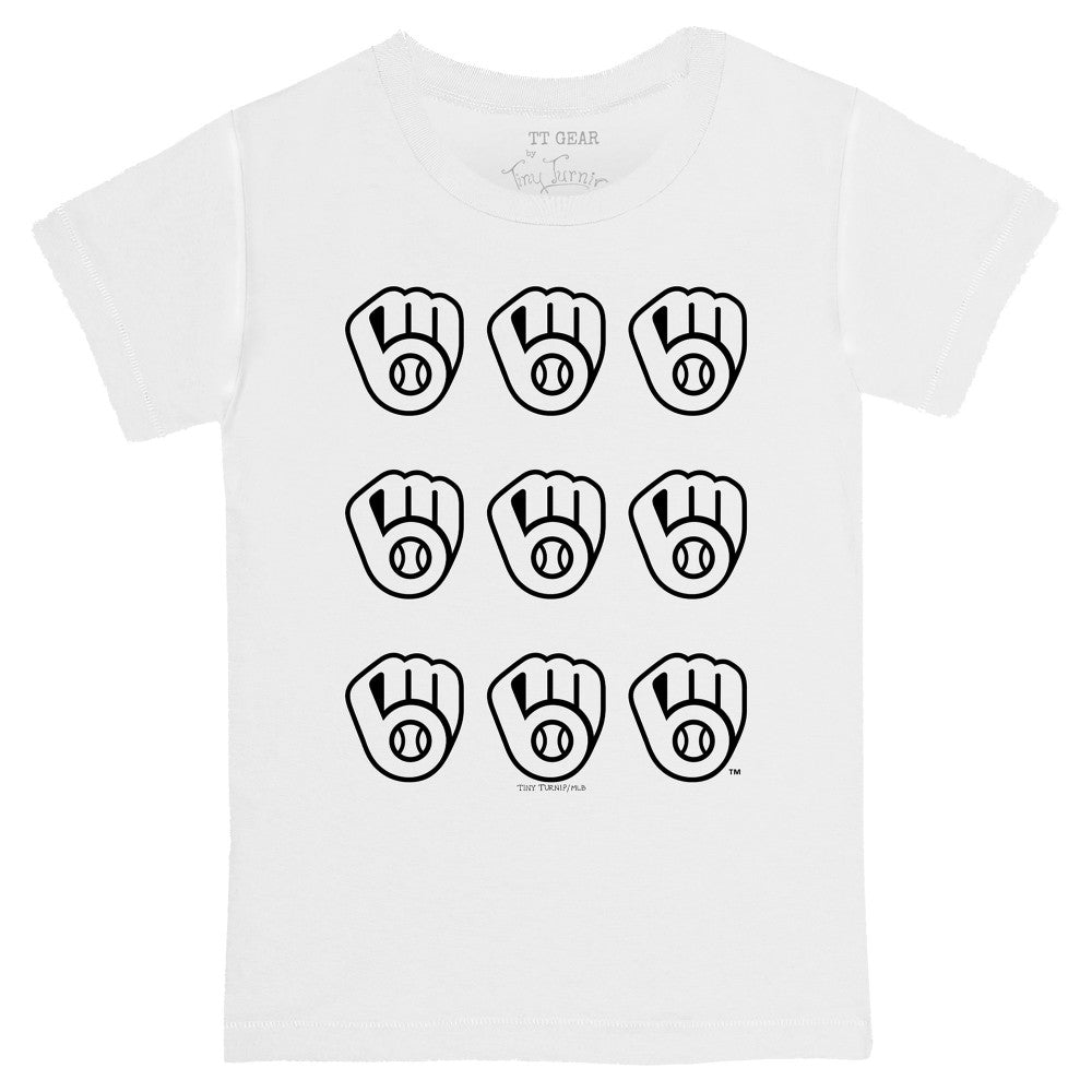 Milwaukee Brewers Tiny Turnip Youth Logo Grid T-Shirt - White T-shirts