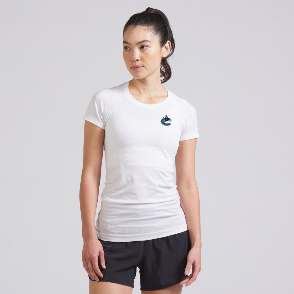 Vancouver Canucks lululemon Women's Swiftly Tech Short-Sleeve Shirt 2.0 - White | US 202164652