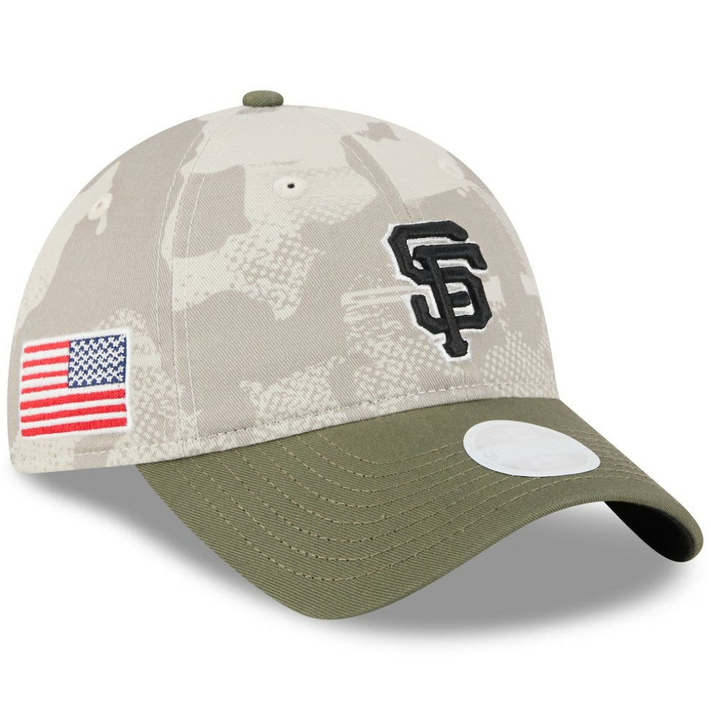 San Francisco Giants New Era Women's 2025 Armed Forces Day 9TWENTY Adjustable Hat - Light Beige/Olive Hats
