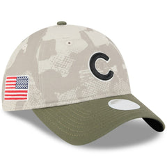 Chicago Cubs New Era Women's 2025 Armed Forces Day 9TWENTY Adjustable Hat - Light Beige/Olive Hats