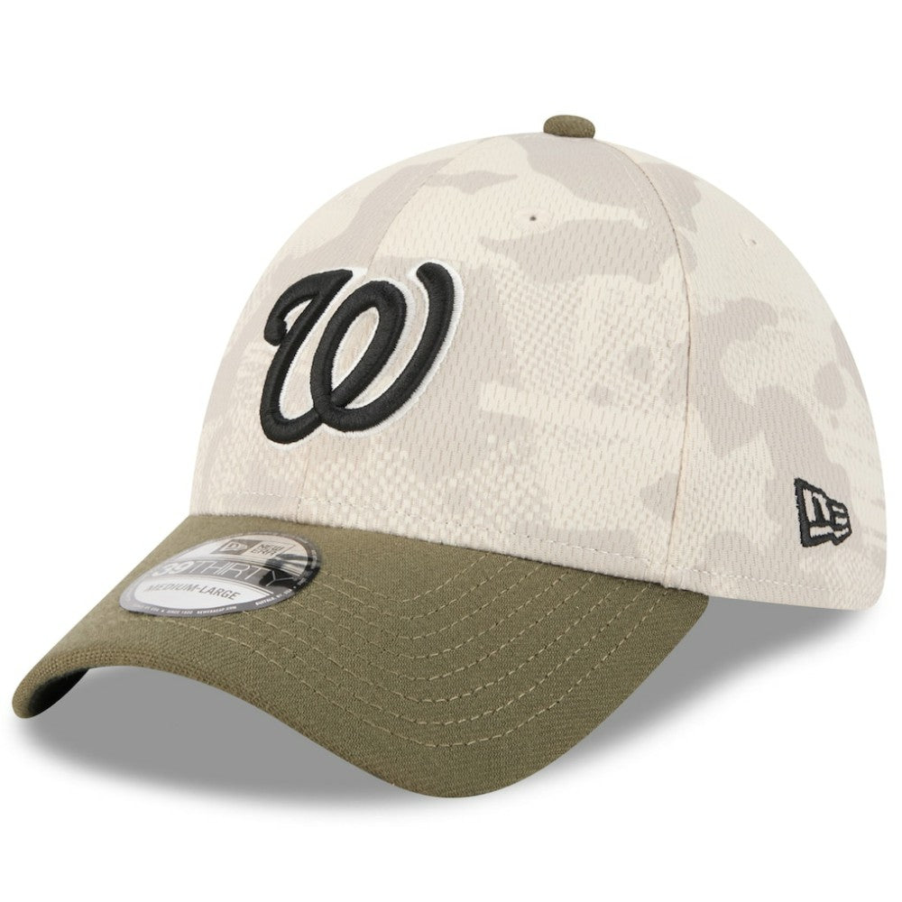 Washington Nationals New Era 2025 Armed Forces Day 39THIRTY Flex Hat - Light Beige/Olive Hats