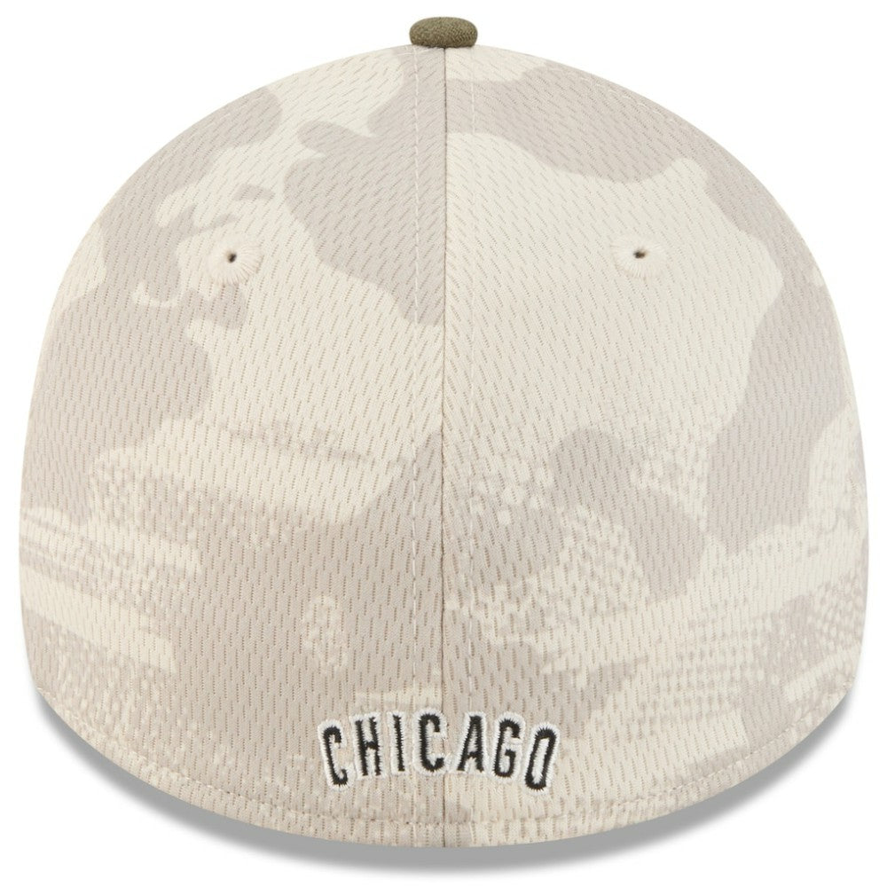 Chicago Cubs New Era 2025 Armed Forces Day 39THIRTY Flex Hat - Light Beige/Olive Hats