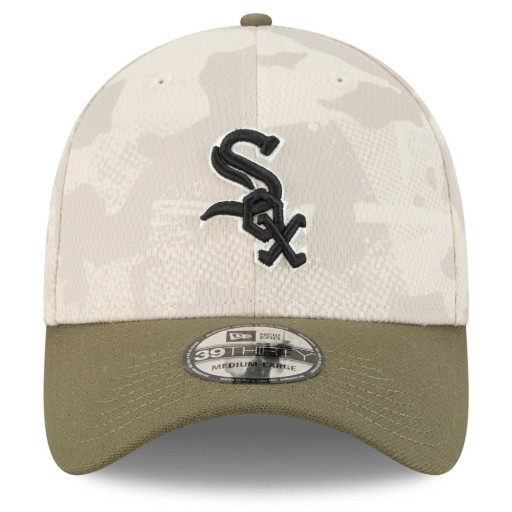Chicago White Sox New Era 2025 Armed Forces Day 39THIRTY Flex Hat - Light Beige/Olive Hats
