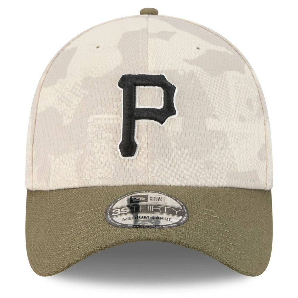 Pittsburgh Pirates New Era 2025 Armed Forces Day 39THIRTY Flex Hat - Light Beige/Olive Hats
