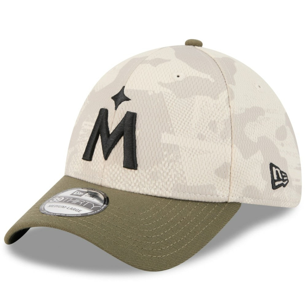 Minnesota Twins New Era 2025 Armed Forces Day 39THIRTY Flex Hat - Light Beige/Olive Hats