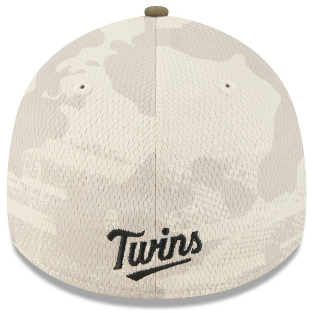 Minnesota Twins New Era 2025 Armed Forces Day 39THIRTY Flex Hat - Light Beige/Olive Hats