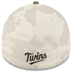 Minnesota Twins New Era 2025 Armed Forces Day 39THIRTY Flex Hat - Light Beige/Olive Hats