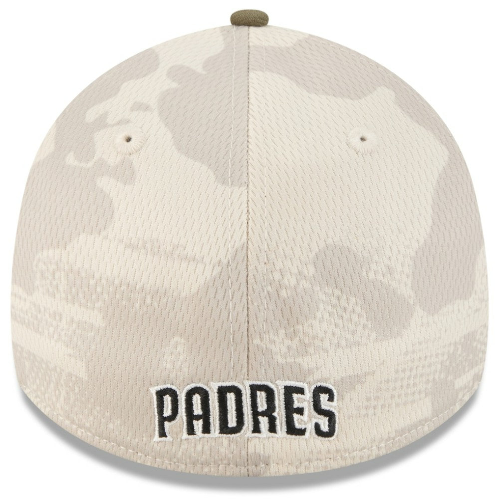 San Diego Padres New Era 2025 Armed Forces Day 39THIRTY Flex Hat - Light Beige/Olive Hats