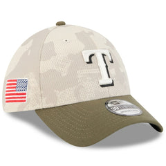 Texas Rangers New Era 2025 Armed Forces Day 39THIRTY Flex Hat - Light Beige/Olive Hats