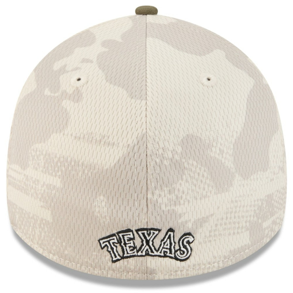 Texas Rangers New Era 2025 Armed Forces Day 39THIRTY Flex Hat - Light Beige/Olive Hats