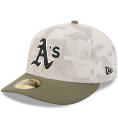 Athletics New Era 2025 Armed Forces Day 59FIFTY Fitted Hat - Light Beige/Olive Hats