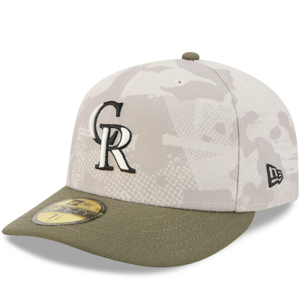 Colorado Rockies New Era 2025 Armed Forces Day 59FIFTY Fitted Hat - Light Beige/Olive Hats