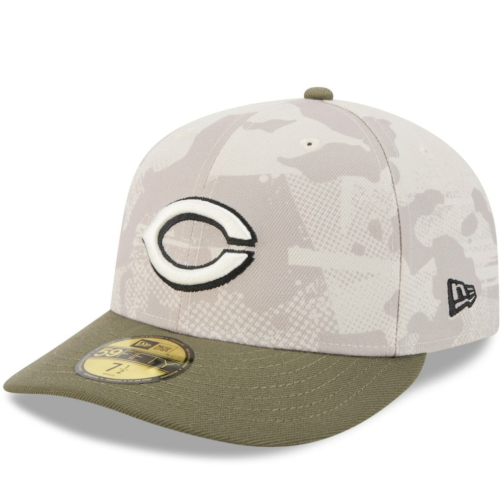 Cincinnati Reds New Era 2025 Armed Forces Day 59FIFTY Fitted Hat - Light Beige/Olive Hats