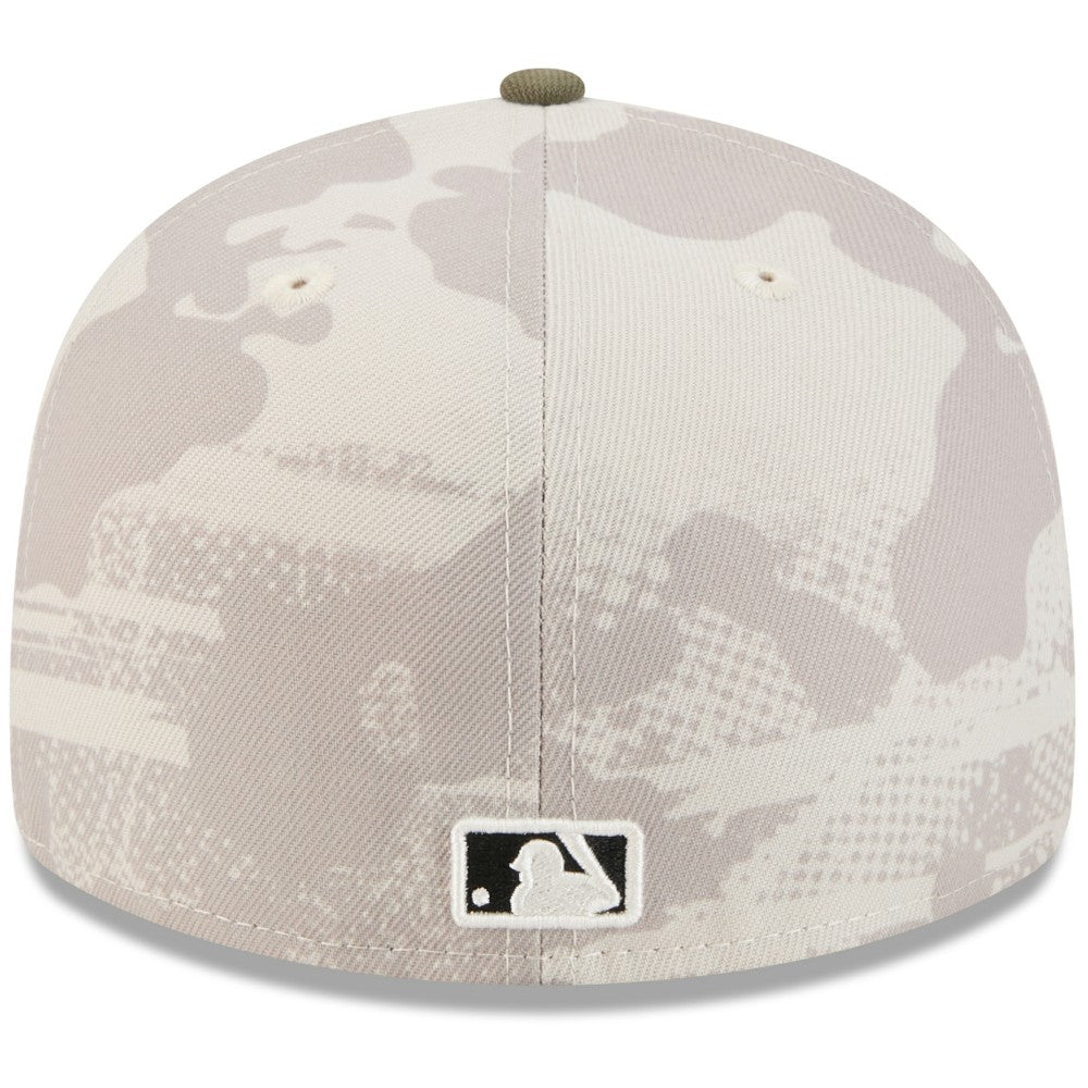 Cleveland Guardians New Era 2025 Armed Forces Day 59FIFTY Fitted Hat - Light Beige/Olive Hats