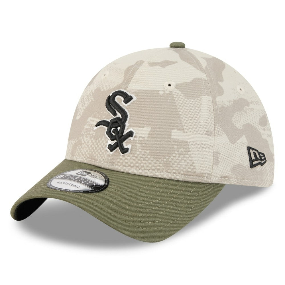 Chicago White Sox New Era 2025 Armed Forces Day 9TWENTY Adjustable Hat - Light Beige/Olive Hats