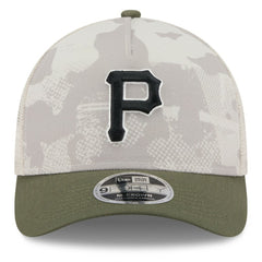 Pittsburgh Pirates New Era 2025 Armed Forces Day 9FORTY M-Crown A-Frame Adjustable Hat - Light Beige/Olive Hats