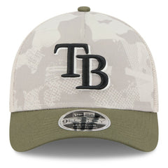 Tampa Bay Rays New Era 2025 Armed Forces Day 9FORTY M-Crown A-Frame Adjustable Hat - Light Beige/Olive Hats