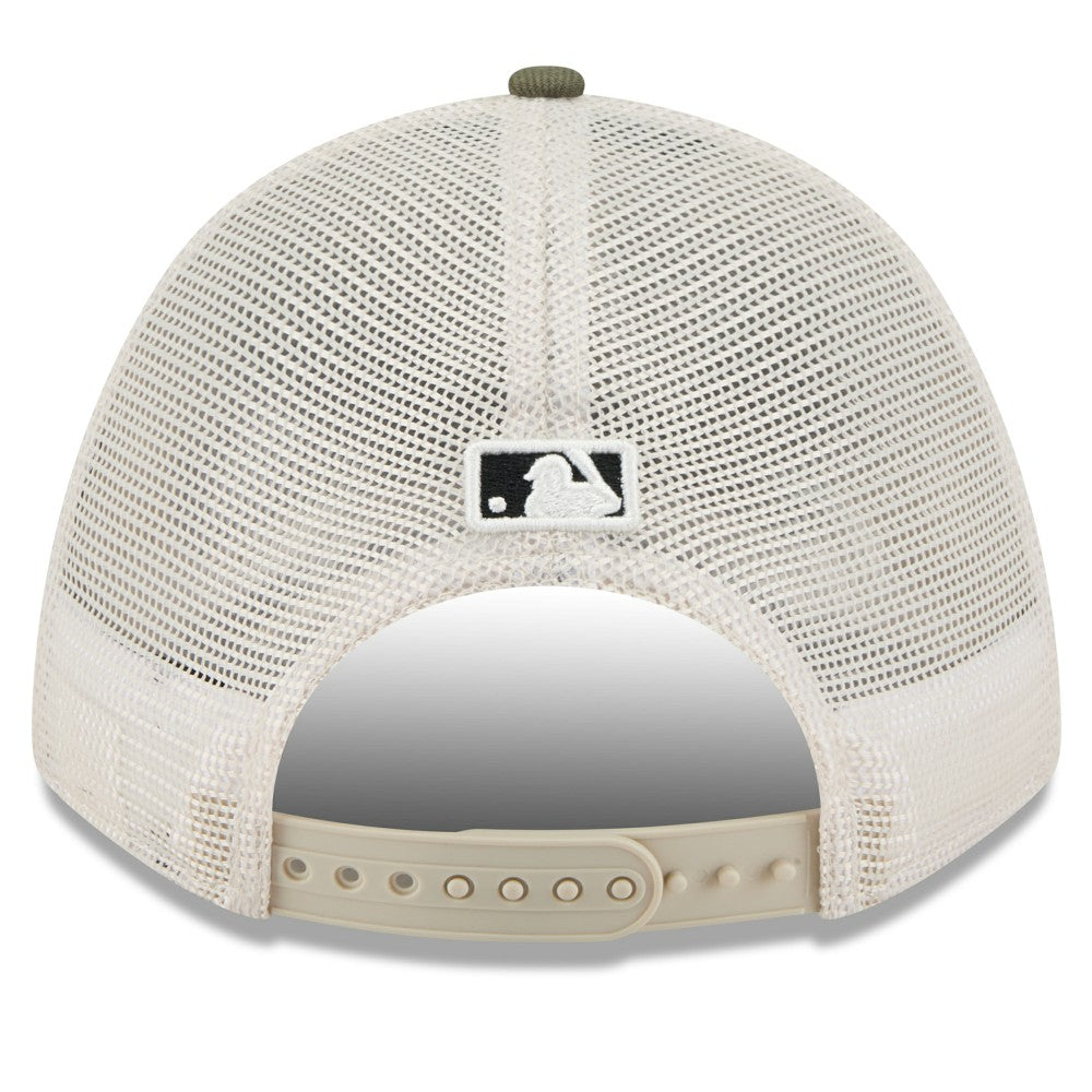 Los Angeles Angels New Era 2025 Armed Forces Day 9FORTY M-Crown A-Frame Adjustable Hat - Light Beige/Olive Hats
