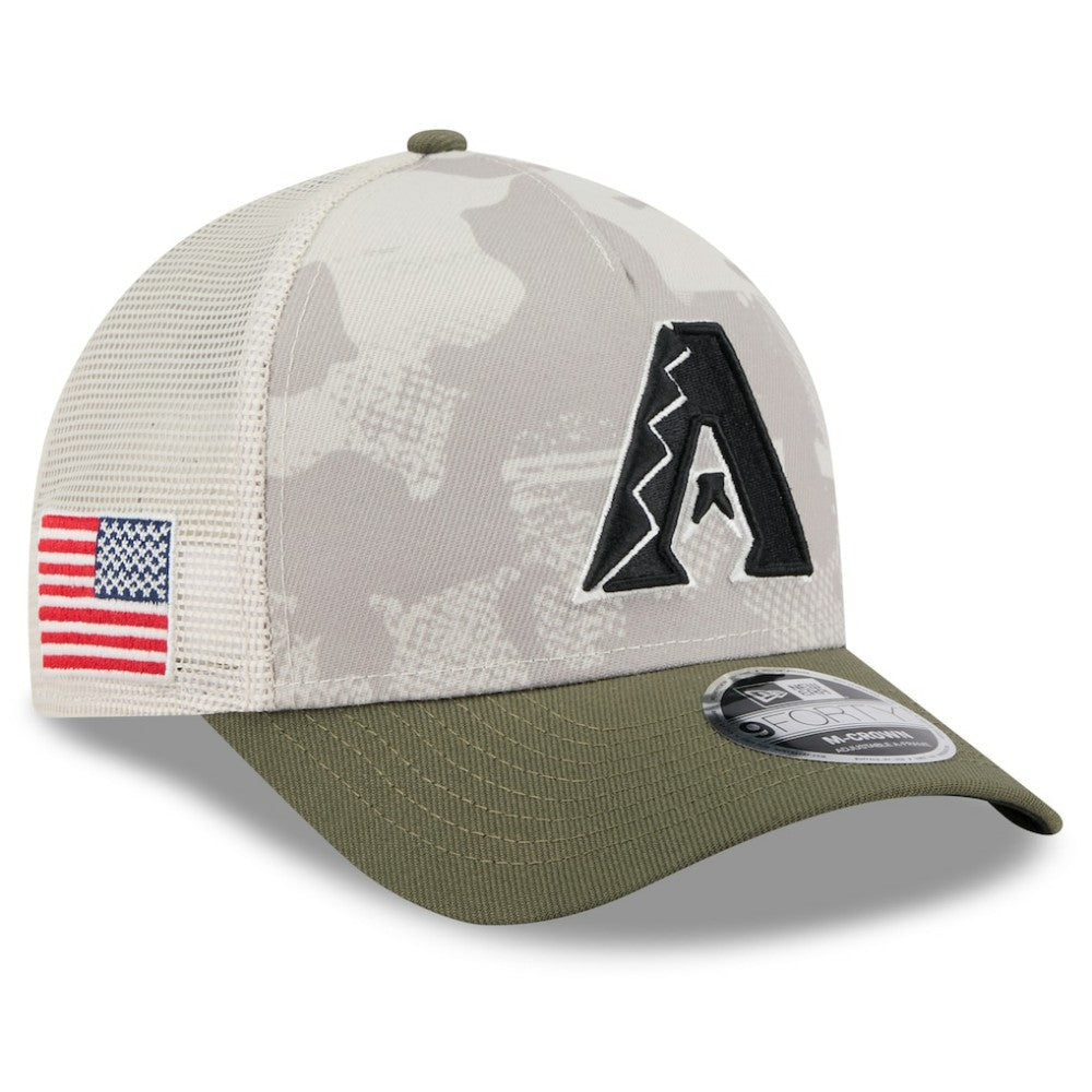 Arizona Diamondbacks New Era 2025 Armed Forces Day 9FORTY M-Crown A-Frame Adjustable Hat - Light Beige/Olive Hats