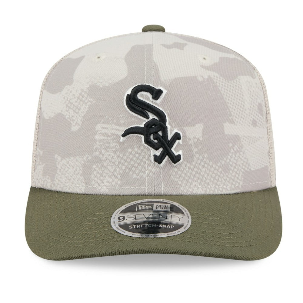 Chicago White Sox New Era 2025 Armed Forces Day 9SEVENTY Stretch-Snap Hat - Light Beige/Olive Hats
