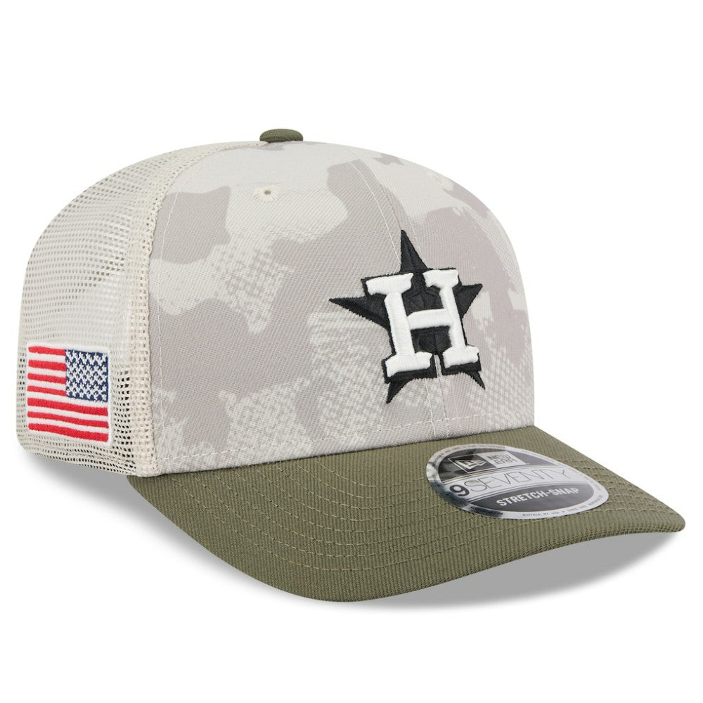 Houston Astros New Era 2025 Armed Forces Day 9SEVENTY Stretch-Snap Hat - Light Beige/Olive Hats