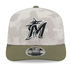 Miami Marlins New Era 2025 Armed Forces Day 9SEVENTY Stretch-Snap Hat - Light Beige/Olive Hats