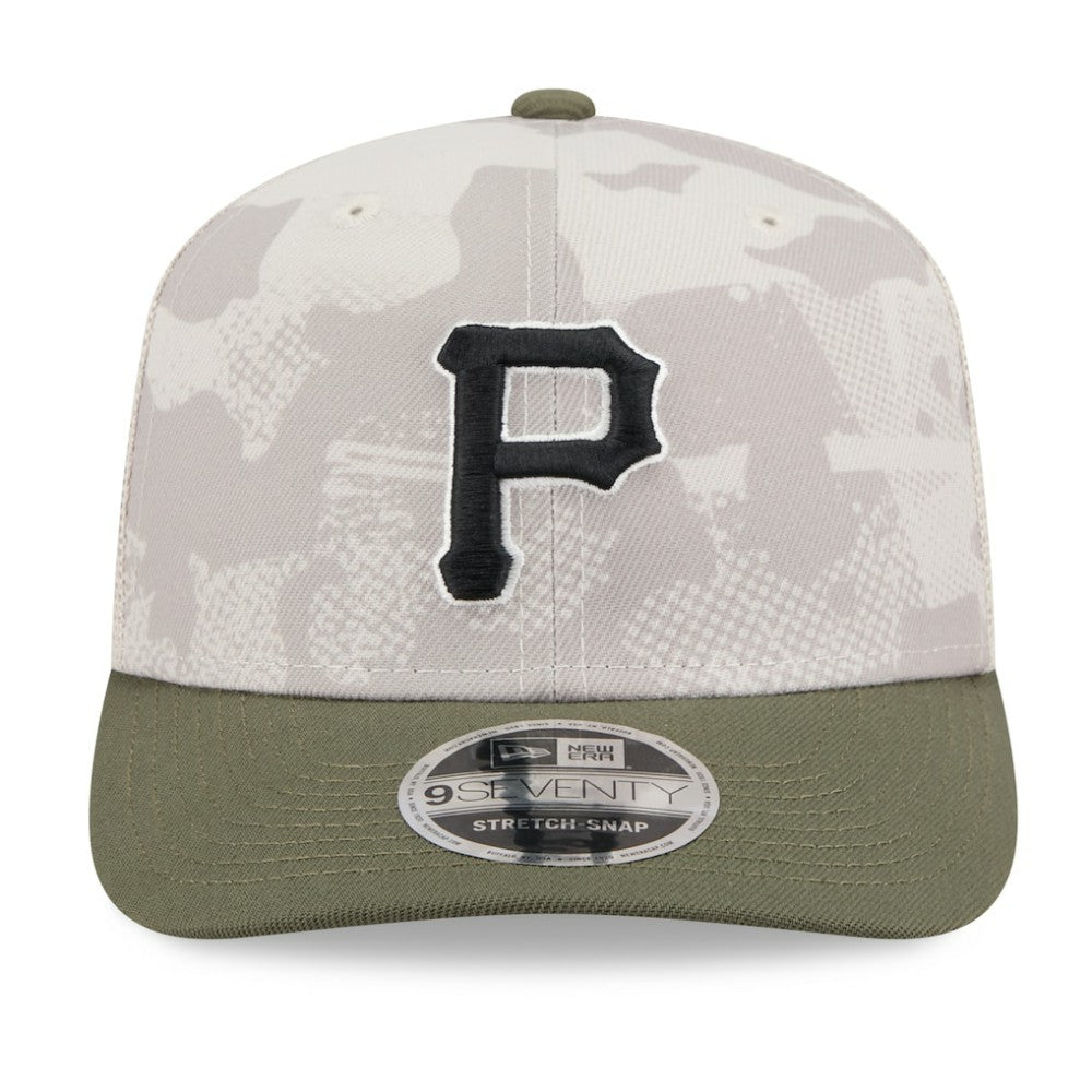 Pittsburgh Pirates New Era 2025 Armed Forces Day 9SEVENTY Stretch-Snap Hat - Light Beige/Olive Hats