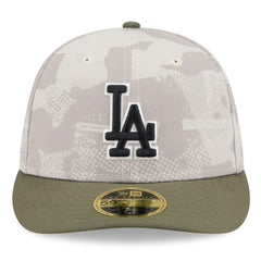 Los Angeles Dodgers New Era 2025 Armed Forces Day Low Profile 59FIFTY Fitted Hat - Light Beige/Olive Hats