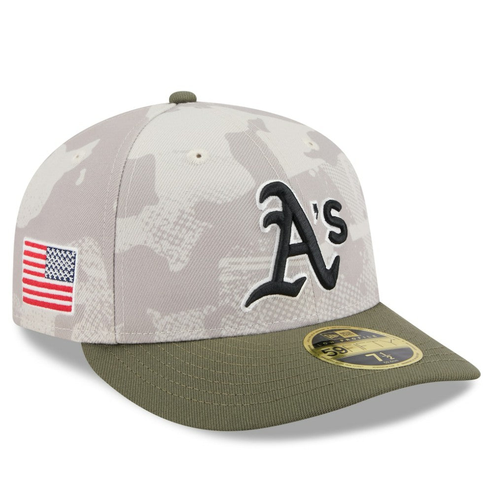 Athletics New Era 2025 Armed Forces Day Low Profile 59FIFTY Fitted Hat - Light Beige/Olive Hats
