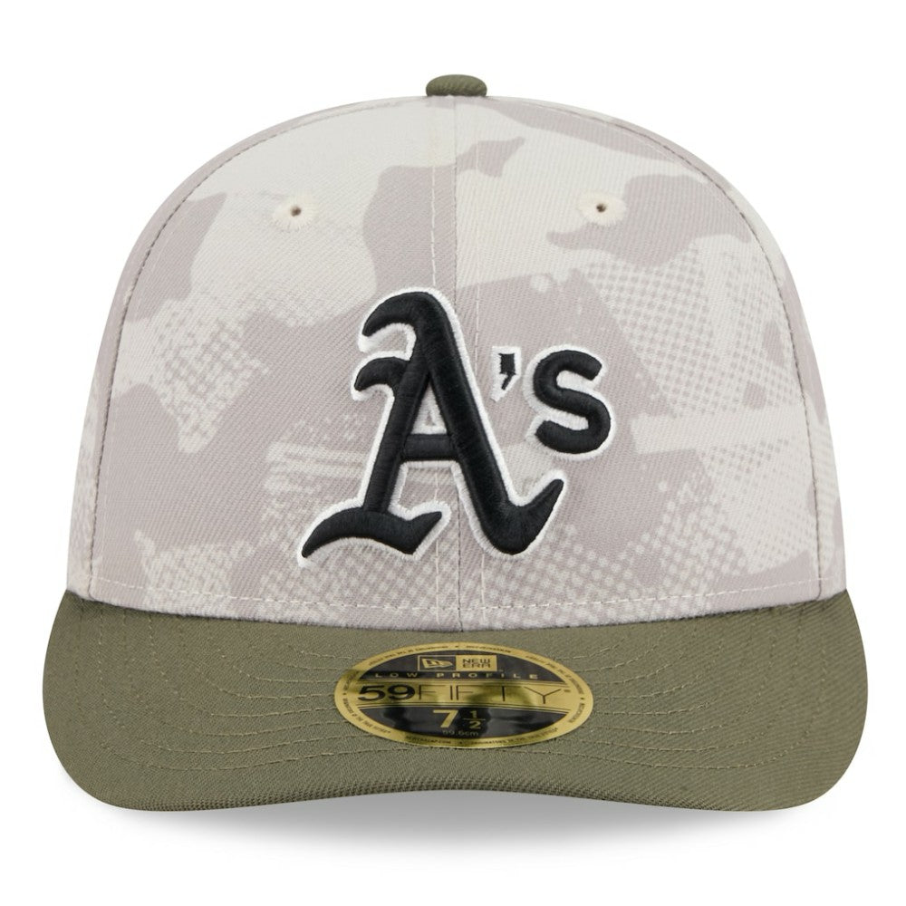 Athletics New Era 2025 Armed Forces Day Low Profile 59FIFTY Fitted Hat - Light Beige/Olive Hats