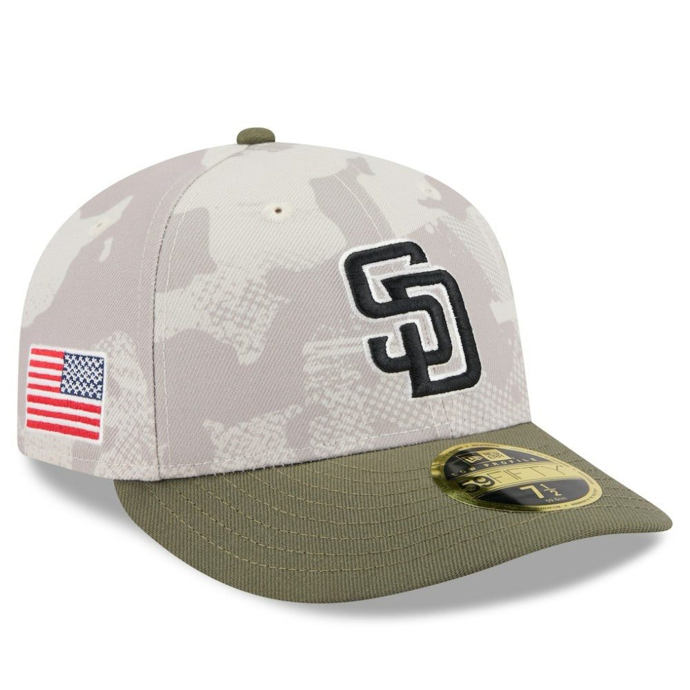 San Diego Padres New Era 2025 Armed Forces Day Low Profile 59FIFTY Fitted Hat - Light Beige/Olive Hats