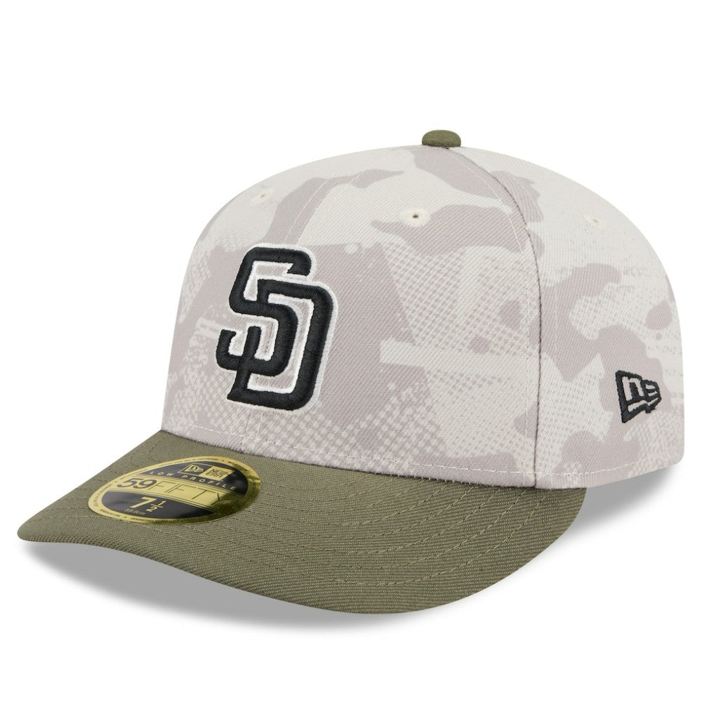 San Diego Padres New Era 2025 Armed Forces Day Low Profile 59FIFTY Fitted Hat - Light Beige/Olive Hats