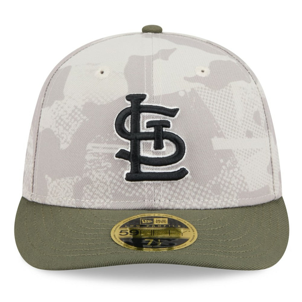 St. Louis Cardinals New Era 2025 Armed Forces Day Low Profile 59FIFTY Fitted Hat - Light Beige/Olive Hats