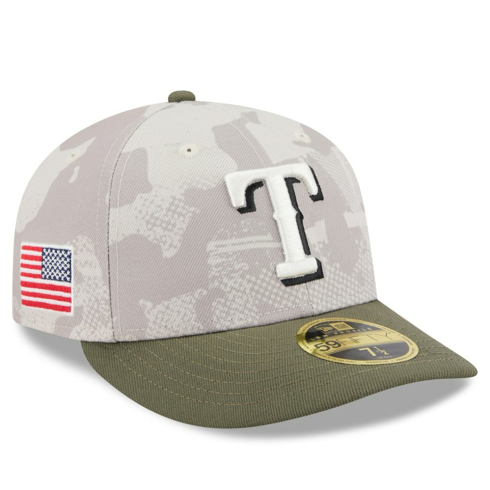 Texas Rangers New Era 2025 Armed Forces Day Low Profile 59FIFTY Fitted Hat - Light Beige/Olive Hats