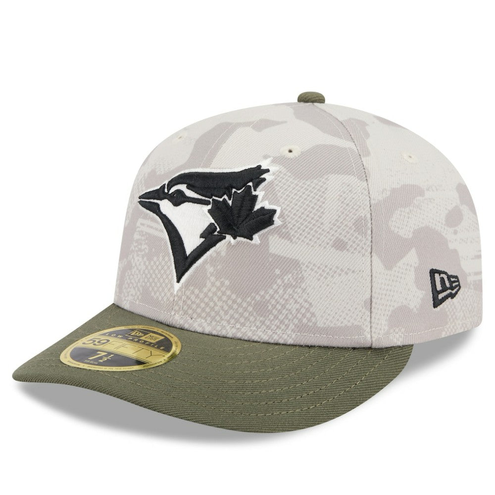 Toronto Blue Jays New Era 2025 Armed Forces Day Low Profile 59FIFTY Fitted Hat - Light Beige/Olive Hats
