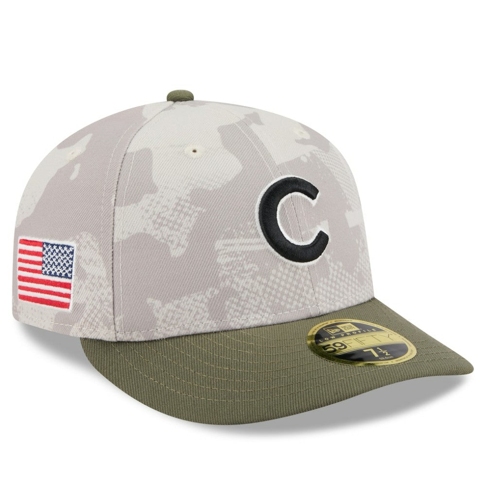 Chicago Cubs New Era 2025 Armed Forces Day Low Profile 59FIFTY Fitted Hat - Light Beige/Olive Hats