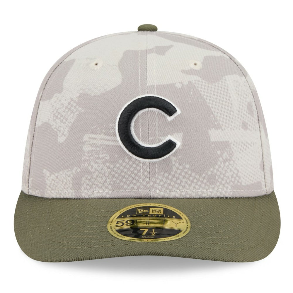 Chicago Cubs New Era 2025 Armed Forces Day Low Profile 59FIFTY Fitted Hat - Light Beige/Olive Hats