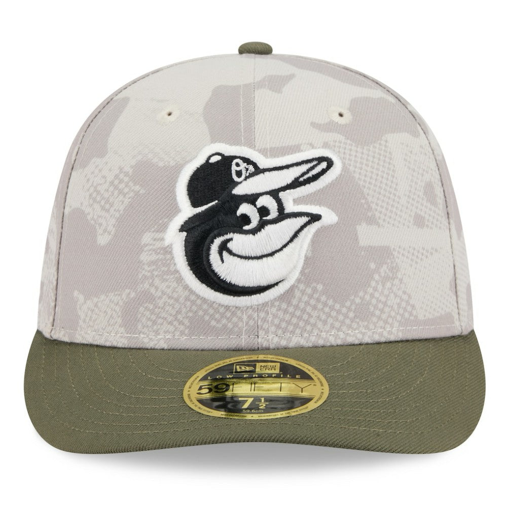 Baltimore Orioles New Era 2025 Armed Forces Day Low Profile 59FIFTY Fitted Hat - Light Beige/Olive Hats