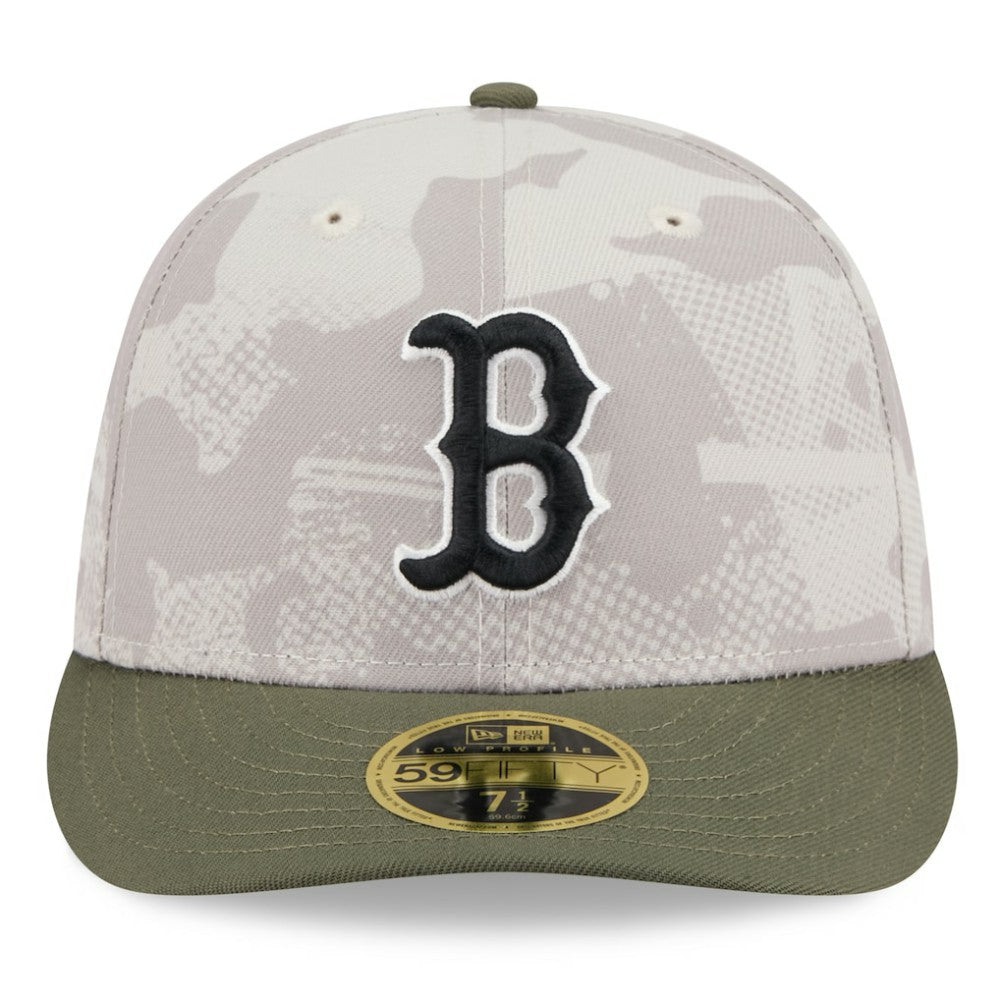 Boston Red Sox New Era 2025 Armed Forces Day Low Profile 59FIFTY Fitted Hat - Light Beige/Olive Hats
