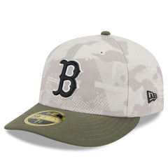 Boston Red Sox New Era 2025 Armed Forces Day Low Profile 59FIFTY Fitted Hat - Light Beige/Olive Hats