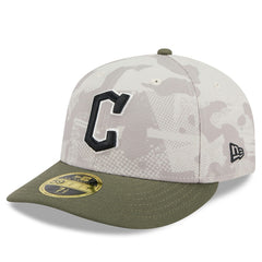 Cleveland Guardians New Era 2025 Armed Forces Day Low Profile 59FIFTY Fitted Hat - Light Beige/Olive Hats