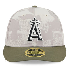 Los Angeles Angels New Era 2025 Armed Forces Day Low Profile 59FIFTY Fitted Hat - Light Beige/Olive Hats